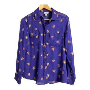 Vintage Jaclyn Smith Collection Purple Button Up Secretary Blouse shirt Top M